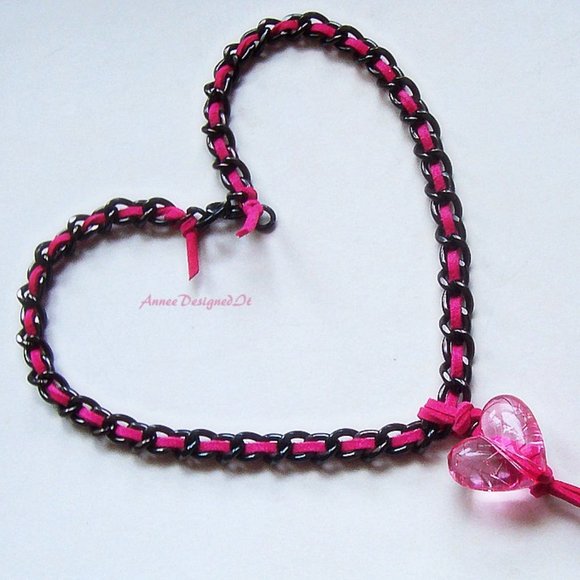 Hand Designed - Hot Pink Bracelet and Choker - Picture 7 of 7